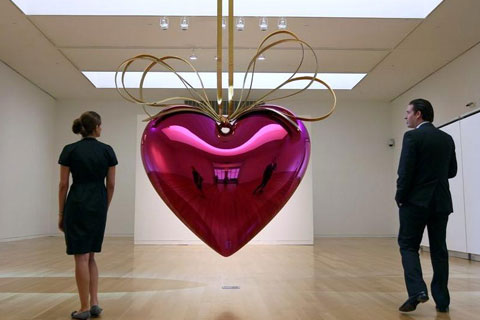 Hot selling home decor jeff koons metal giant balloon red love sculptures for sale